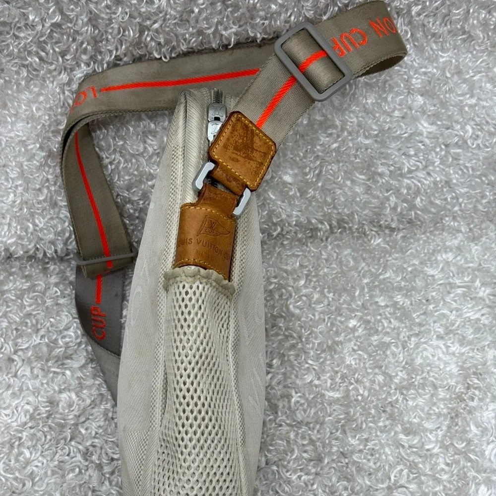 Louis Vuitton Gray and Brown Messenger Bag with Leather Accents